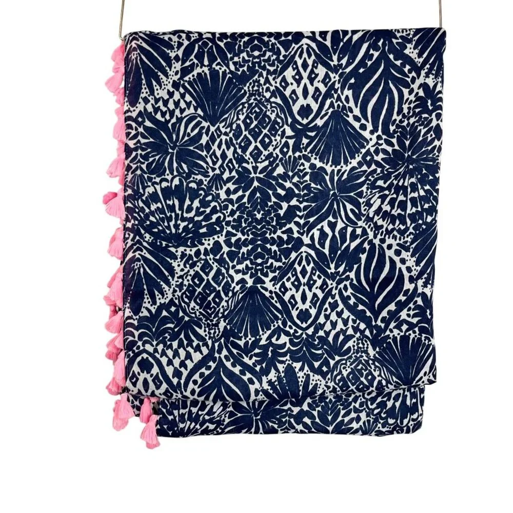Lilly Pulitzer High Tide by Land or By Sea Resort Infinity Loop Scarf Navy White